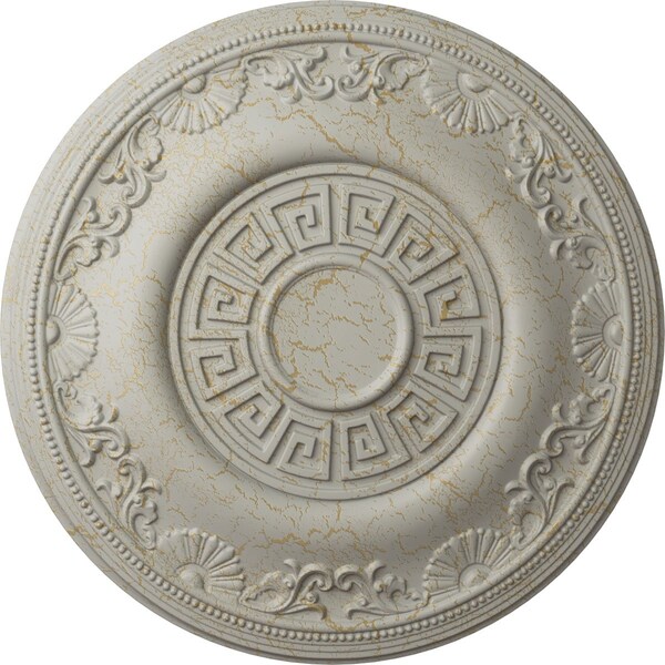 Ekena Millwork Nestor Ceiling Medallion (Fits Canopies up to 5"), 25 7/8"OD x 2 1/4"P, Pot of Cream Crackle CM25NEPCC - main